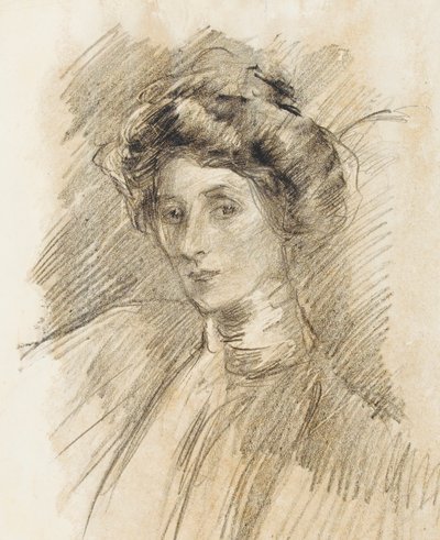 Portrait of a woman with high collar, head and shoulders, c.1905 by Albert de Belleroche